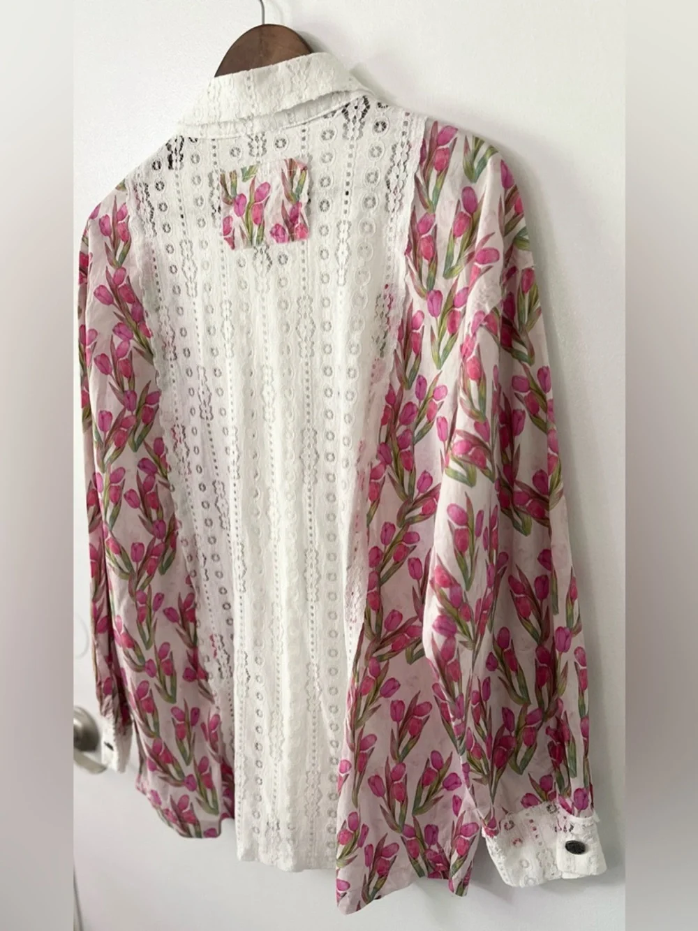 POL Cotton Oversized Floral Lace Button Down – Size Medium NWOT - Picture 8 of 14
